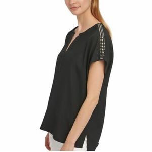 NWOT DKNY black studded top sz M